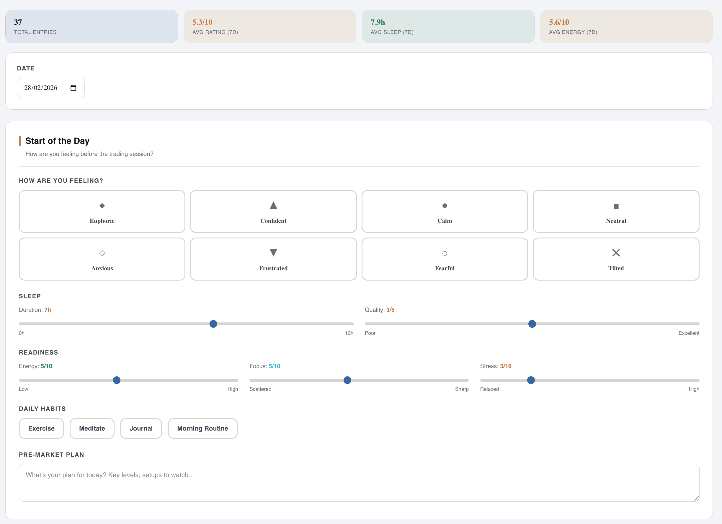 Mental state tracking and daily readiness